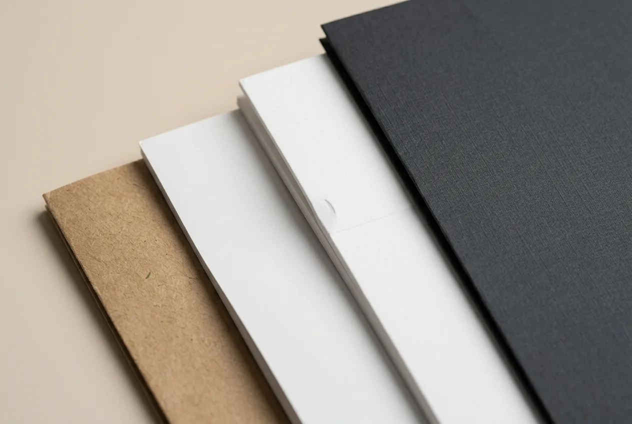 Luxury paper bag material types — kraft, white coated, specialty paper comparison