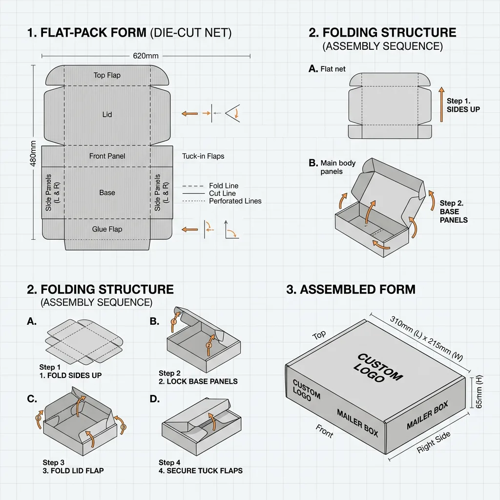 Technical structure of custom mailer box