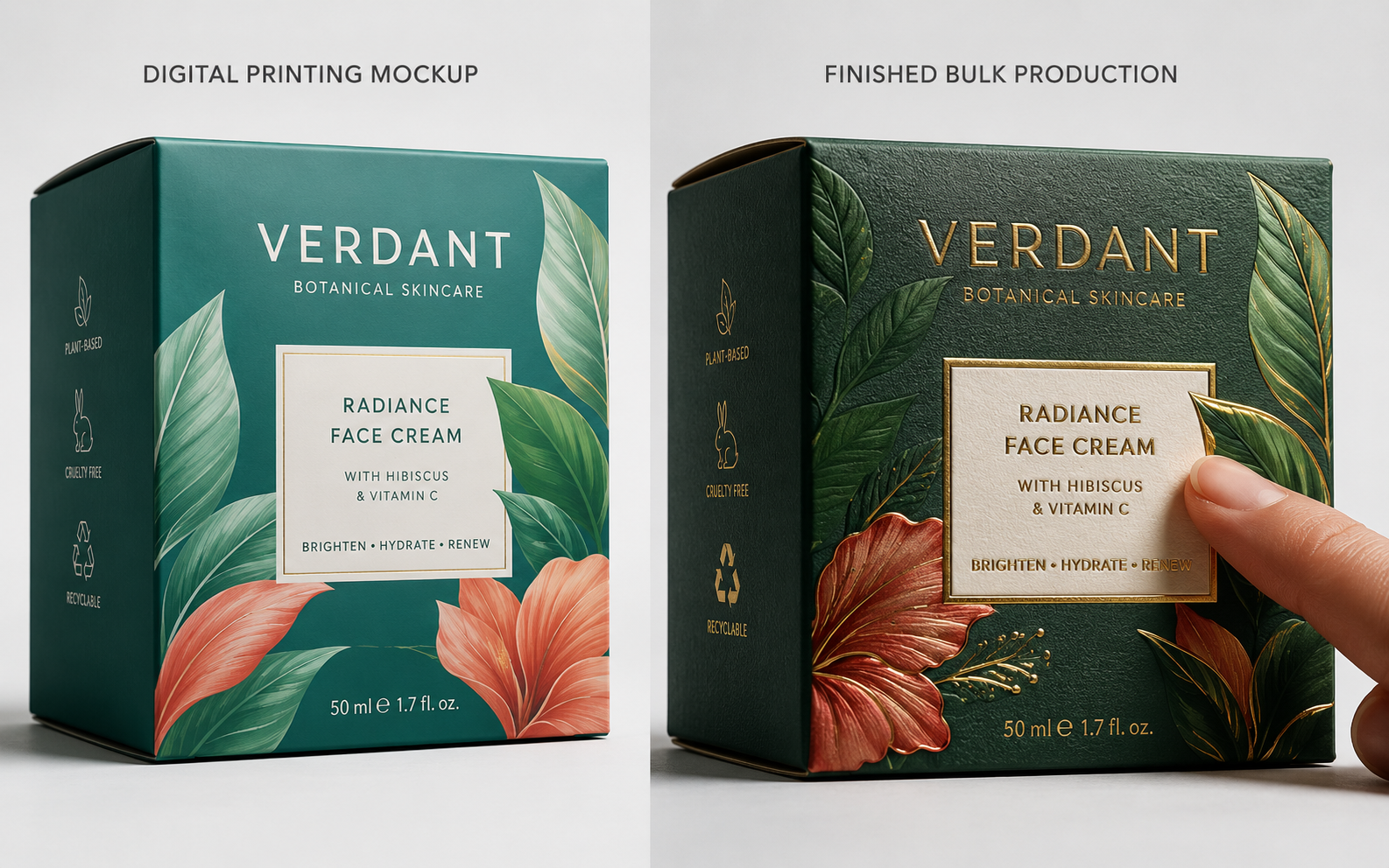 Comparison between digital mockups and physical production samples
